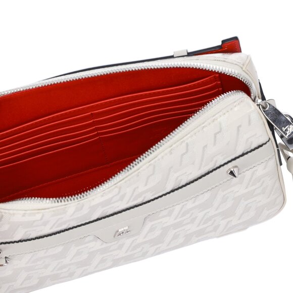 Christian Louboutin Ruby Town Messenger Bag Light Gray Red Jacquard - Picture 8 of 8